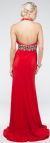 Halter Neck Full Length Formal Prom Gown with Front Slit back in Red